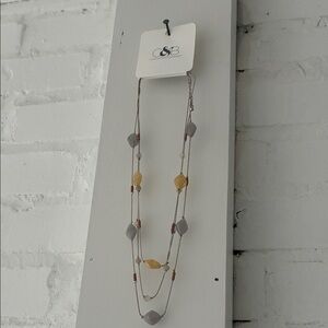 NWT Christopher & Banks Gray and Yellow Beaded Necklace